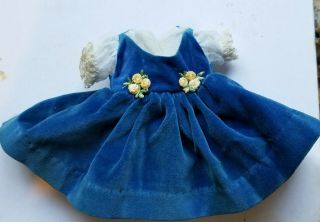 Vintage Ideal Shirly Temple 12  Vinyl Doll Dress Blue Velvet No Doll