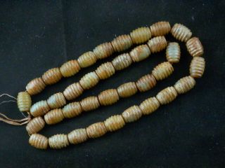 26 Inches Fine Chinese Old Jade Hand Carved Beads Prayer Necklace F026