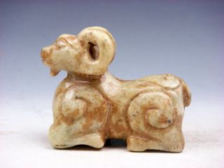Old Nephrite Jade Stone Carved Sculpture Seated Ancient Goat Sheep 12042005
