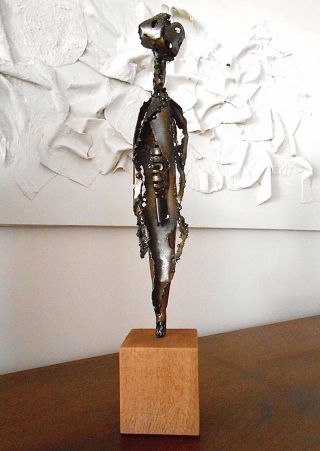 Brutalist Abstract Max Kreg 17” Metal Art Sculpture Mid Century Modern Style