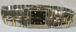 Mens Vintage Croton 23k Gold Plated Quartz Wristwatch ⌚ Roman Numeral Min Hand
