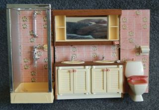 Vintage Lundby Dollhouse Miniature Bathroom Set Furniture