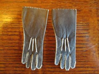 2 3/4 " Long Antique Kid Leather Doll Gloves For French Fashion