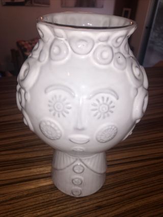 Jonathan Adler Utopia Man/Woman Double Face Vase RARE LONG RETIRED BIG 10.  5” 3