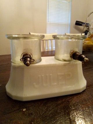 Very Rare Vintage Milk Glass Soda Fountain Julep Syrup Dispenser Pat 1928