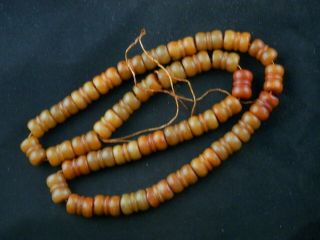 27 Inches Chinese Old Jade Hand Carved Beads Prayer Necklace