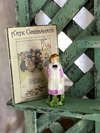 Vintage Miniature Dollhouse 1:12 Artisan Porcelain Kate Greenway Figurine & Book