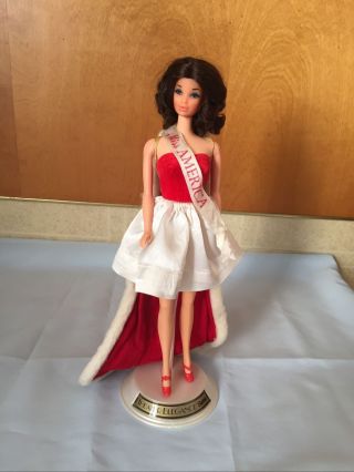 Vtg Barbie Walk Lively Miss America Mod Brunette Steffie Doll Silken Flame