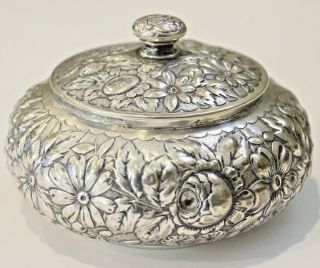 Very Heavy & Rare 1800s Gorham Antique Floral Repousse Sterling Silver Bowl Lid