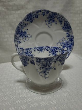 Vintage Shelley Dainty Blue Tea Cup And Saucer England Fine Bone China