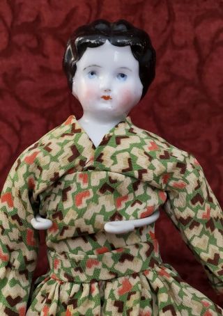 Vintage/antique China Head Miniature 8 Inches Black Hair Blue Eyes No Marks