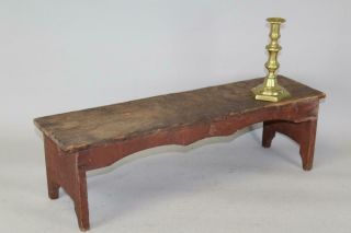 Rare 18th C Pine Foot Stool - Display Shelf Boot Jack Ends In Red Paint
