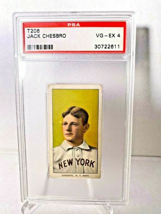 1909 - 11 T206 White Border Jack Chesbro (hof) Psa 4 Vg - Ex Rare &
