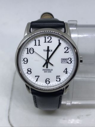 Timex Men’s T2h281 Silver Tone Black Leather Analog Watch 21