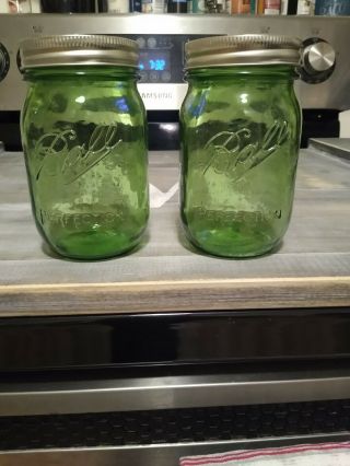 Antique Olive Green Ball Mason Jar Very Hard To Find Beauitful 100 Year Lotof2