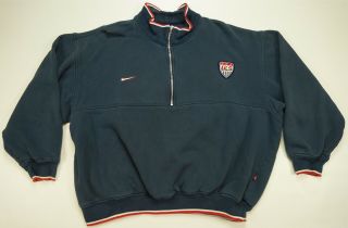 Rare Vtg Nike Usa United States Soccer Shield Patch Pullover Sweatshirt 90s Xl