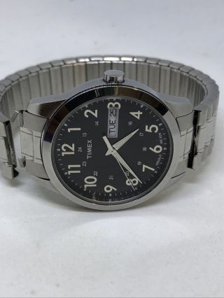 Timex Men’s T2m932 Silver Tone Black Dial Analog Watch (read) 11