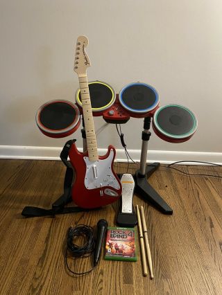 Rock Band 4 Xbox One Bundle Game,  Mic,  Drums,  Guitar Red Target Edition Rare