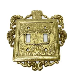 Vintage Brass Ornamental Double Switch Plate Vm 24 - 18 By Virginia Metalcrafters
