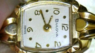 Vintage 1962 Bulova Wind Up Ladies Watch w/ 10K coated bezel and band 2