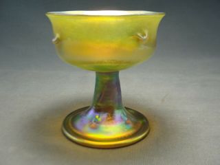 Rare Antique Lct Tiffany Gold Favrile Glass Goblet Iridescent Signed Numbered