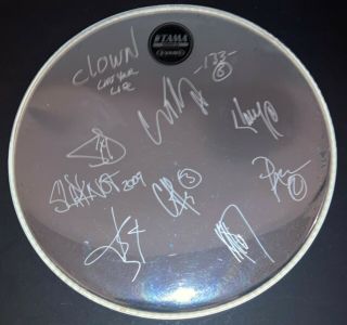 Slipknot 14 " Real Hand Signed Drumhead By All 9 Orig.  Members 2009 Rare