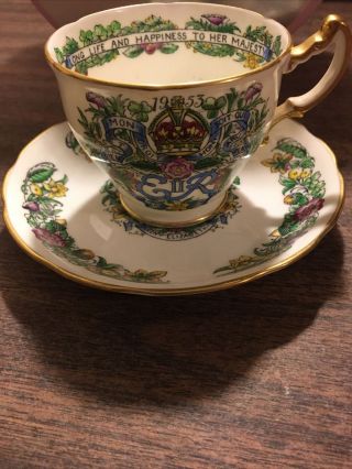 A Perpetual Coronation Memento Queen Elizabeth Ii Tea Cup And Saucer June 1953
