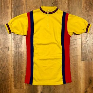 Rare Vtg Romania Colors Wool Short Sleeve Cycling Bike Racing Jersey S/m
