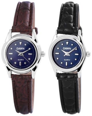 Angebot Dawn Zierliche Damenuhr Zifferblatt Blau Armband Braun Armbanduhr Sda489
