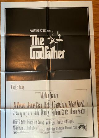 The Godfather 1972 Movie Poster - Nm - Mt - Rare Vintage 1sh