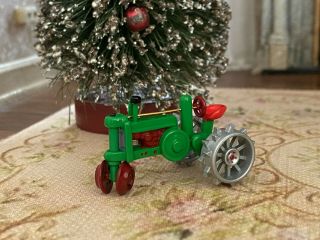 Vintage Dollhouse Miniature Green Retro Farm Tractor Christmas Gift Shelf Sitter