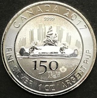 2017 Canada 1 Oz Silver $5 150th Anniversary Voyageur.  9999 Pure Silver Bu Rare