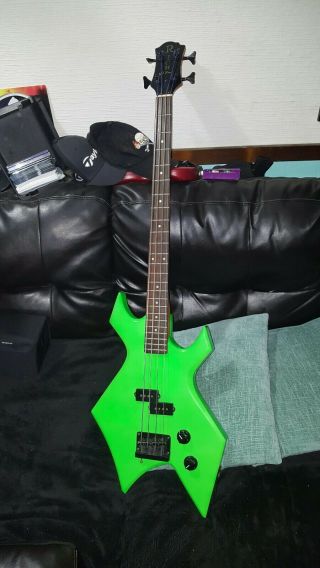 Bc Rich Nj Series Electric Bass Guitar Rare Neon Green 4 String Made In Usa