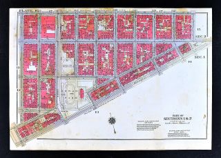 1934 Bromley York City Map Manhattan - East Side Seward Park Grand Broome