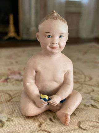 Vintage Miniature Dollhouse Doll 1:12 Ooak Plaster Hand Painted Baby Infant