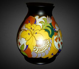 Antique Exceptional Rare Holland Large Art Nouveau Gouda ESKAF Vase C1920 Signed 6
