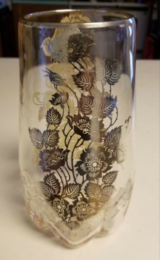 Vintage Glass Vase With Silver Overlay