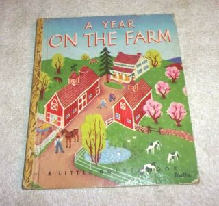 Rare Old Vintage Little Golden Book A Year On The Farm (a) Edition 1948