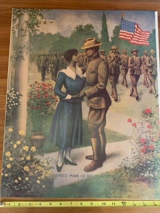 Rare Wwi Lithograph African American Colored Man Is No Slacker Reprint 11x14