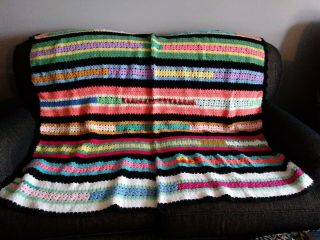 Vintage Hand Crocheted Afghan Throw Blanket 54 