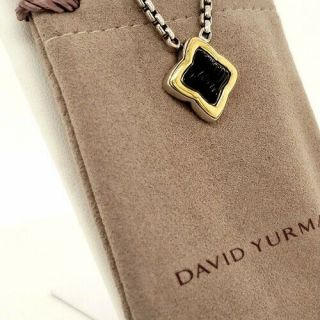 David Yurman Quarterfoil 925 18k Yellow Gold Black Onyx Necklace 16 " Rare