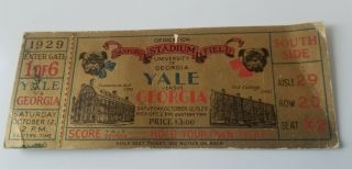 1929 Georgia Vs Yale Football Full Ticket Sanford Stadium Dedication Rare Wow