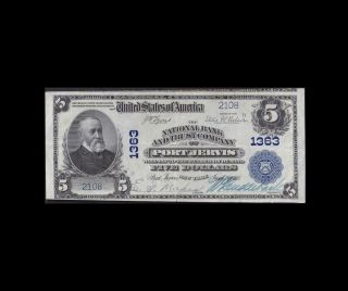 Rare 1902 $5 National Currency Port Jervis,  N.  Y.  Strong Very Fine