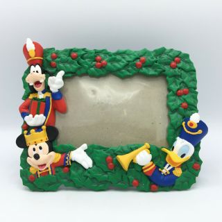 Rare Vintage Mickey Mouse Goofy Donald Duck Christmas Frame Disney 4 X 6 Photo