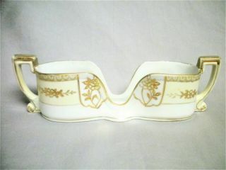 Antique Gold Gilded Noritake Porcelain Spoon Holder Rest 1918 Green M Mark Old