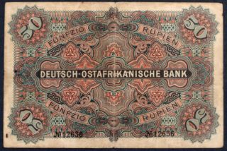 GERMAN EAST AFRICA 1905 50 Rupien Deutsch - Ostafrikanische Bank P - 3b XX - RARE 2