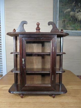 Vintage 3 Shelf Table Top Or Hanging Small Curio Cabinet Wood