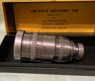 Very Rare Boxed Anastigmat 50mm f1.  6 Cine Lens - S Mount Exc, 3
