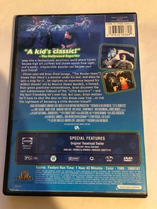 Little Monsters (DVD,  2004) Rare OOP Fred Savage Howie Mandel Region 1 MGM VG 2