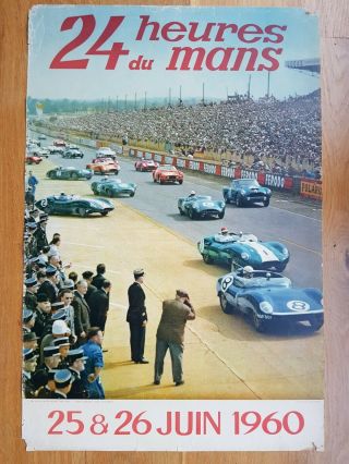 Le Mans 24 Hours Race Poster 1960 - Very Rare Period - Overall Good